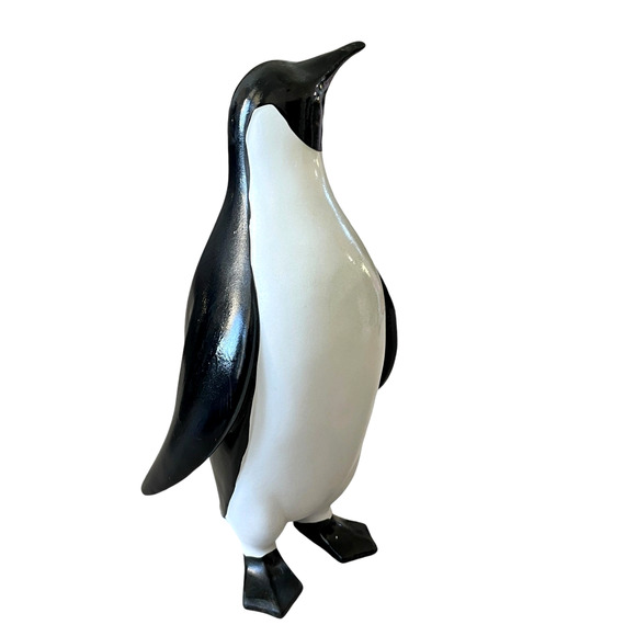 Black & White PENGUIN Resin Figurine 12in Chic Holiday Home Decor New - Picture 1 of 11